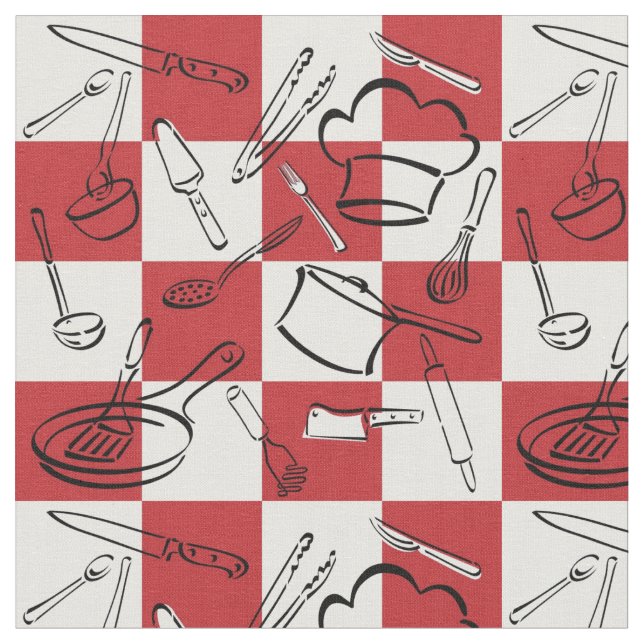 Tela La cocina equipa el tablero de damas (De cerca)