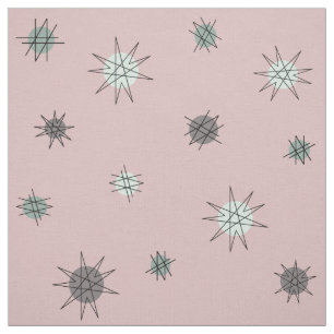 Tela La era atómica Starburst Planets Rosa Pink