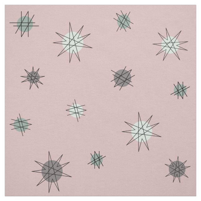 Tela La era atómica Starburst Planets Rosa Pink (Retal)