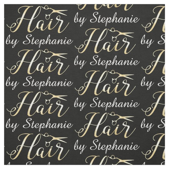 Tela La escritura de oro Scissors el salón de pelo del (Retal)