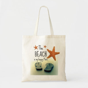 Tela La playa es mi bolso feliz de los flips-flopes del