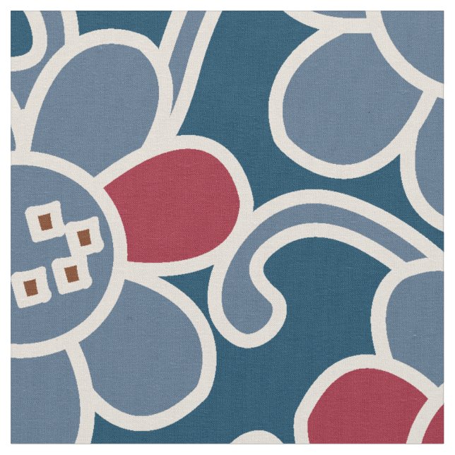 Tela La popular marina de flores y el tejido rojo de lo (De cerca)