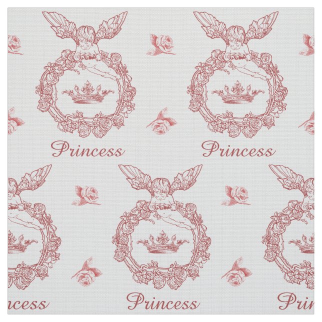 Tela La princesa vintage grabada corona con ángel (Retal)