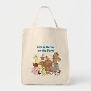 Tela La vida es mejor en la granja - bolso de