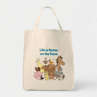 Tela La vida es mejor en la granja - bolso de