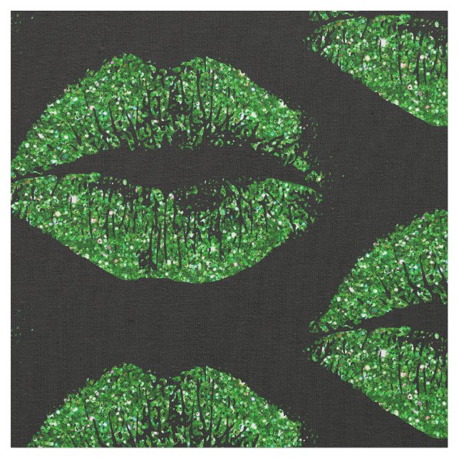 Tela Labios de Purpurina verdes (De cerca)