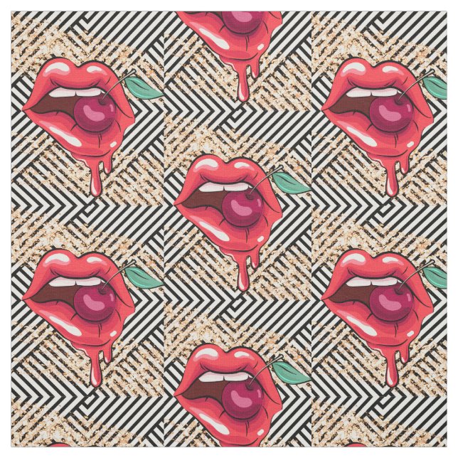 TELA LABIOS ROJOS CON UNA CERVEZA (Retal)