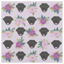 Tela Labrador negro lavanda floreros pastel