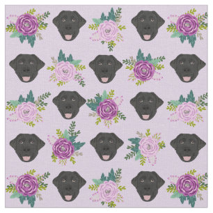 Tela Labrador negro lavanda floreros pastel