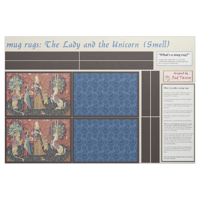Tela Lady and Unicorn DIY Mug Rugs ("Cuarto gordo" (fat quarter))