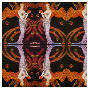 Tela LADY PHOENIX ART DECO BEAUTY Naranja DE MODA Negro