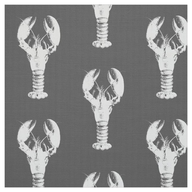 Tela Langosta blanca en gris/gris (Retal)