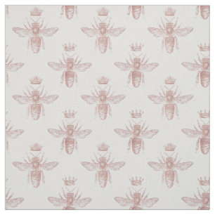 Tela Las abejas reina rosadas en blanco