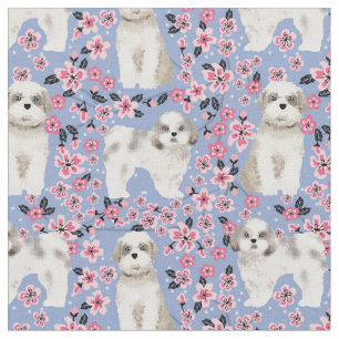 Tela las flores de cerezo shih tzu rosadas