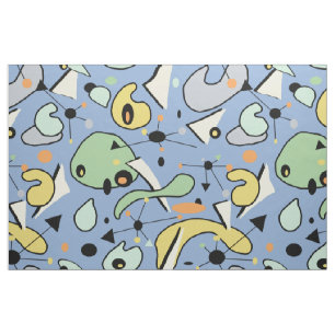 Tela Las formas atómicas y renales vintage Blue de los