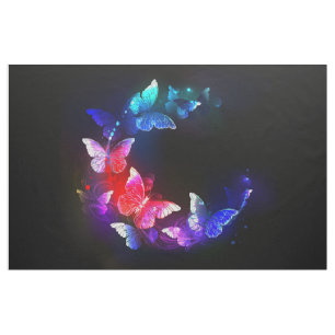 Tela Las mariposas nocturnas brillantes de Neon en el f