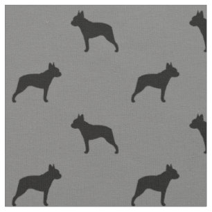Tela Las siluetas de Boston terrier gris y negras