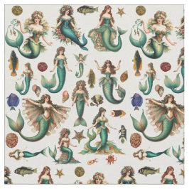 Tela Las sirvientas pescan y marina náutica arte oceáni