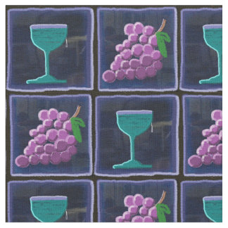 Tela Las uvas y el vino tejaron algodón