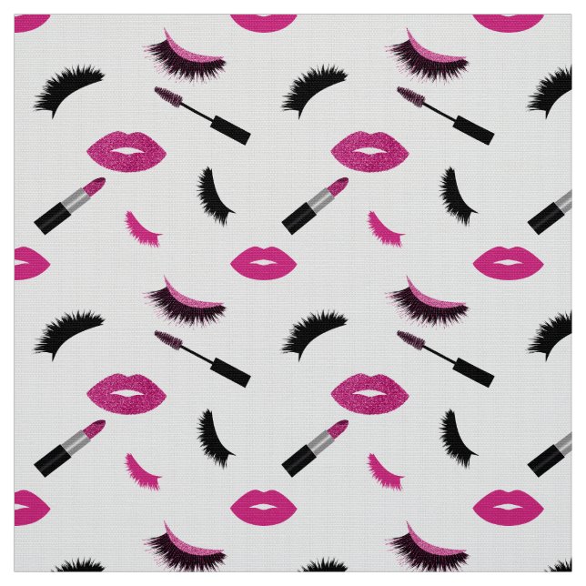 Tela Latidos, rímel y lápiz labial con purpurina rosa (Retal)