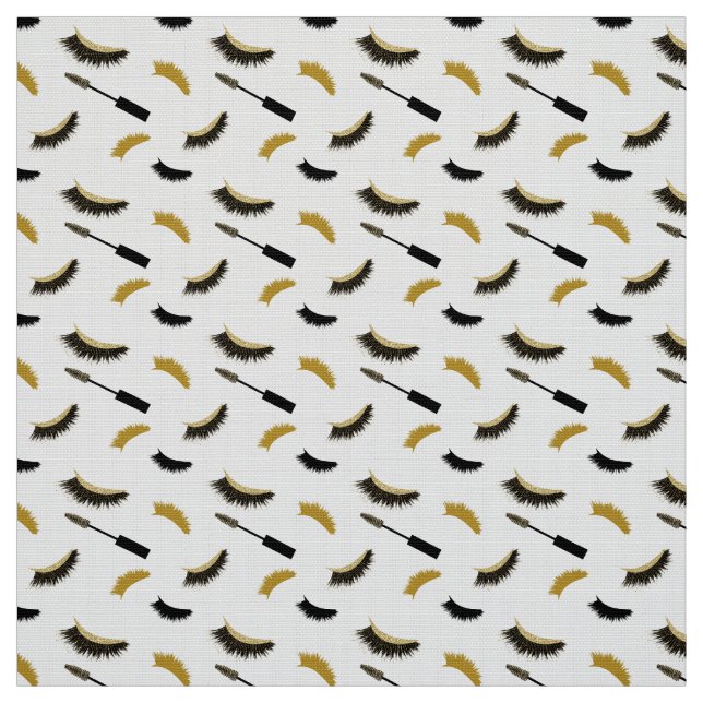 Tela Latidos y rímel con un patrón de purpurina dorado (Retal)