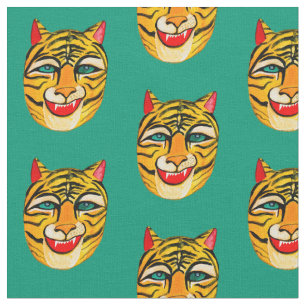 Tela Laughing Tiger Watercolor Green