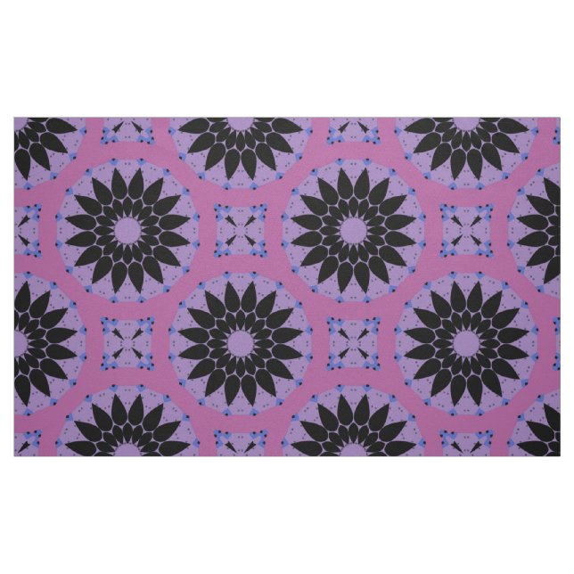 Tela Lavanda elegante y patrón geométrico de boho negro ("Cuarto gordo" (fat quarter))