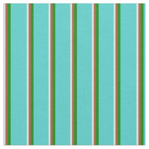 Tela Lavanda, siena, líneas verdes y turquesas