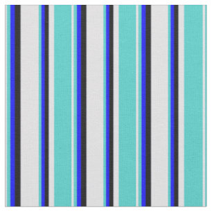 Tela Lavanda, turquesa, franjas de color azul y negro