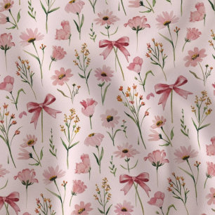 Tela Lazos de flores silvestres rosadas