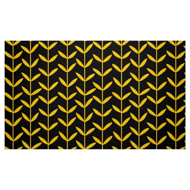 Tela Leaf Stems - Amber on Black ("Cuarto gordo" (fat quarter))