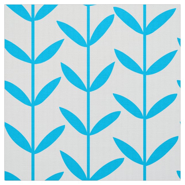 Tela Leaf Stems - Azul cielo en blanco (Retal)