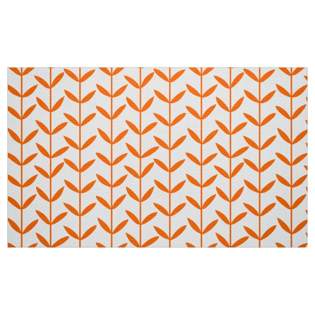 Tela Leaf Stems - Naranja en blanco ("Cuarto gordo" (fat quarter))