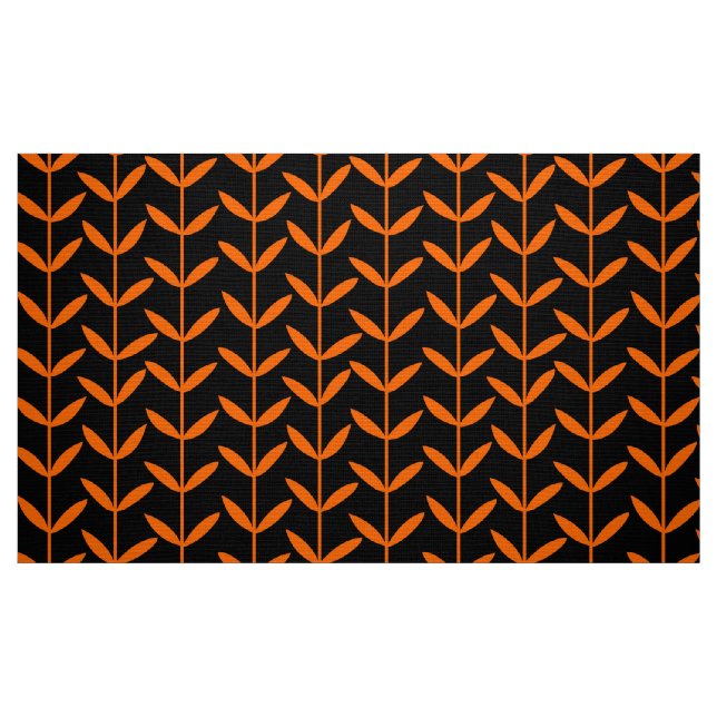 Tela Leaf Stems - Naranja en negro ("Cuarto gordo" (fat quarter))