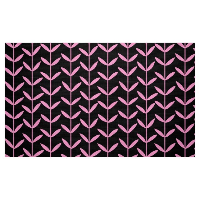 Tela Leaf Stems - Rosa en negro ("Cuarto gordo" (fat quarter))