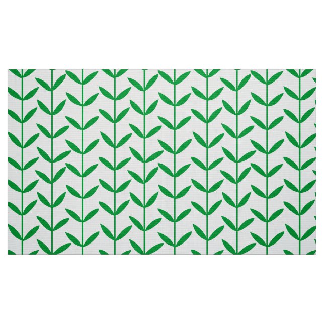 Tela Leaf Stems - Verde de hierba sobre blanco ("Cuarto gordo" (fat quarter))