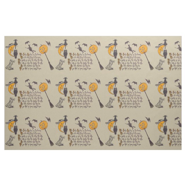 Tela Lechuza de bruja negra gato Jack O' Lantern ("Cuarto gordo" (fat quarter))