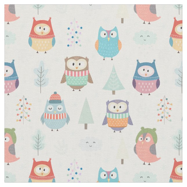 Tela Lechuzas de pequeños Navidades (De cerca)