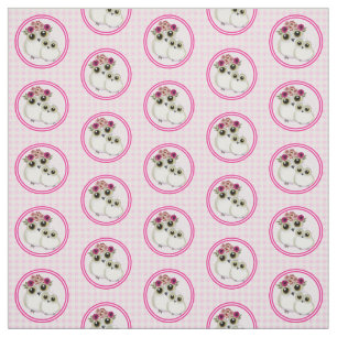 Tela Lechuzas singulares rosadas de Gingham Plaid