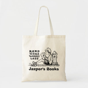 Tela Leer más preocupación Menos bolso de libro de lect