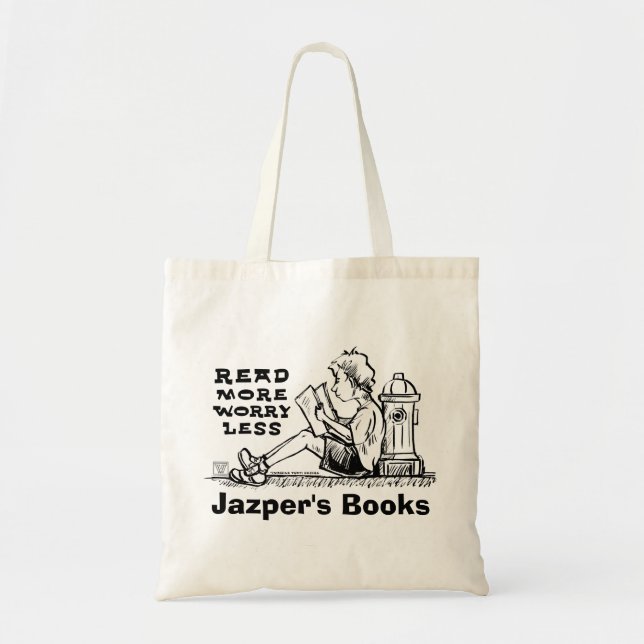 Tela Leer más preocupación Menos bolso de libro de lect (Frente)