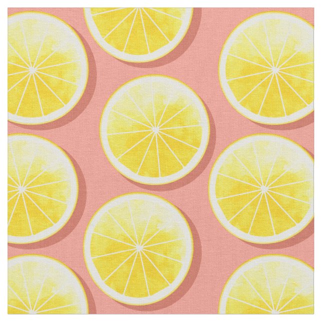 Tela Lemon Slices en rosa (De cerca)