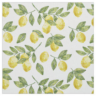 Tela Lemones acuáticos de verano amarillo con hojas ver