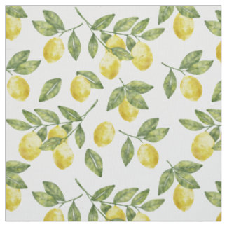 Tela Lemones acuáticos de verano amarillo con hojas ver