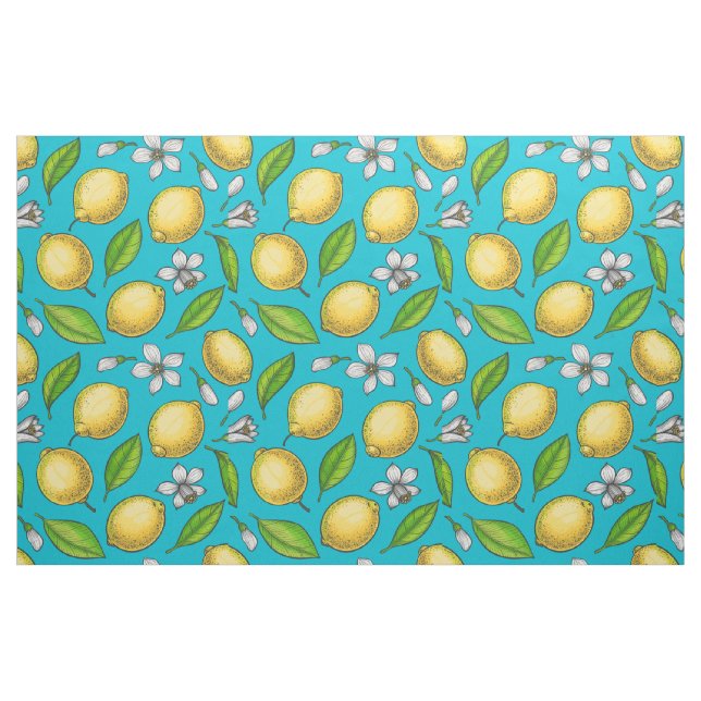 Tela Lemones azules ("Cuarto gordo" (fat quarter))