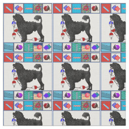 Tela León del negro del perro de agua y equipo