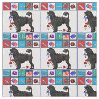 Tela León del negro del perro de agua y equipo