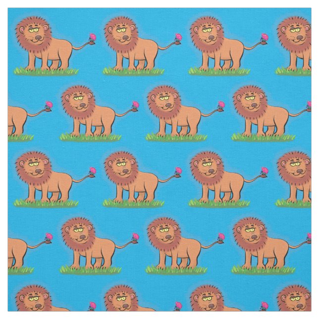 Tela León feliz con ilustracion personalizado de maripo (Retal)