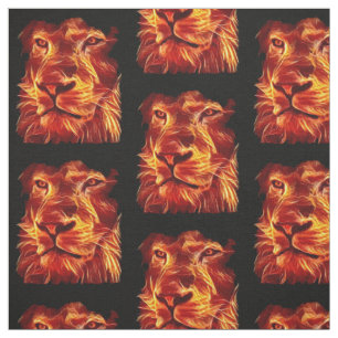 Tela Leones llamas fuego sobre negro