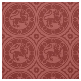 Tela Leones medievales, rojo oscuro